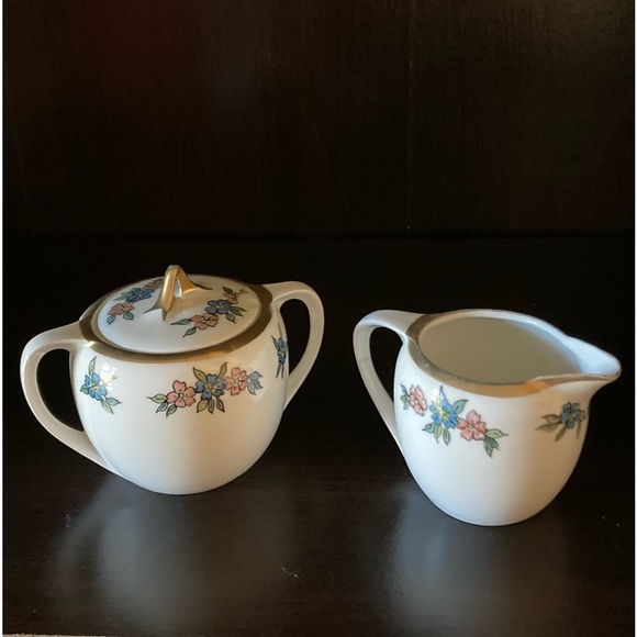 Antique RS Germany Porcelain Creamer and Lidded Sugar Bowl - Picture 3 of 11